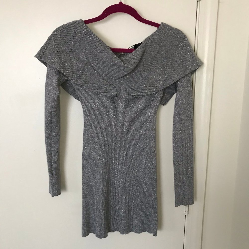 WHITE HOUSE BLACK MARKET Silver Sparkle Sweater XS